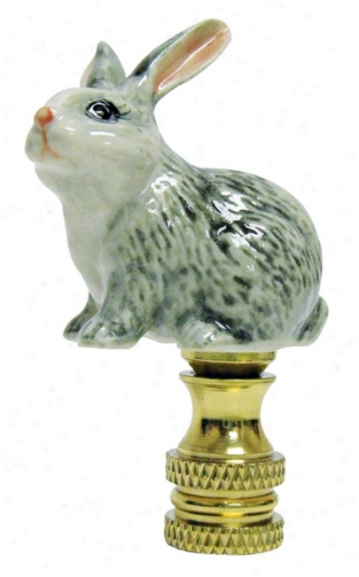 Gray Rabbit Hand-painted Porcelain Finial (09607)