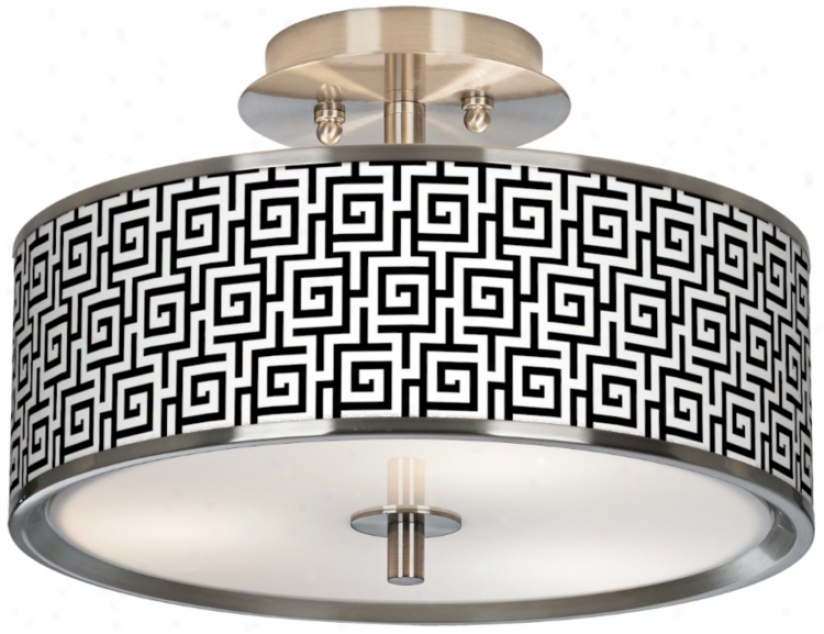 Greek Key Giclee Glow 14" Wide Ceiling Light (t6396-w3788)