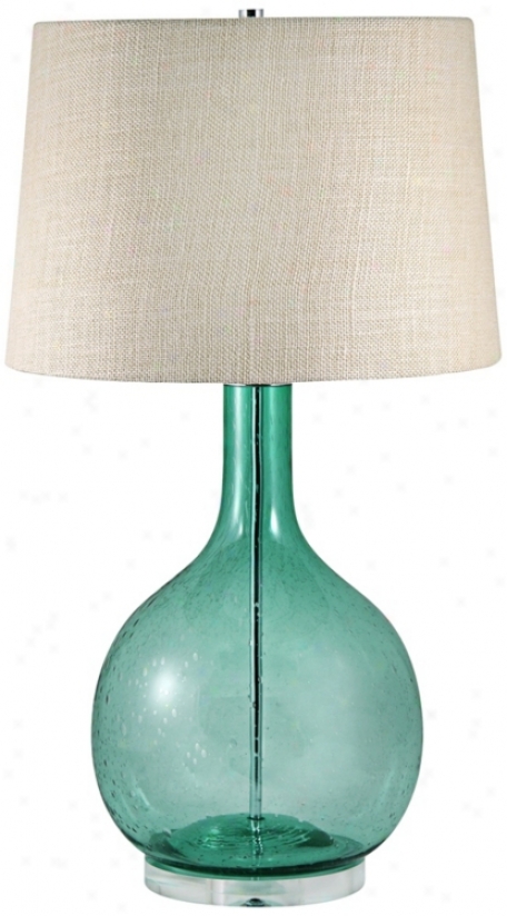 Green Seeded Glass Table Lamp (v2518)