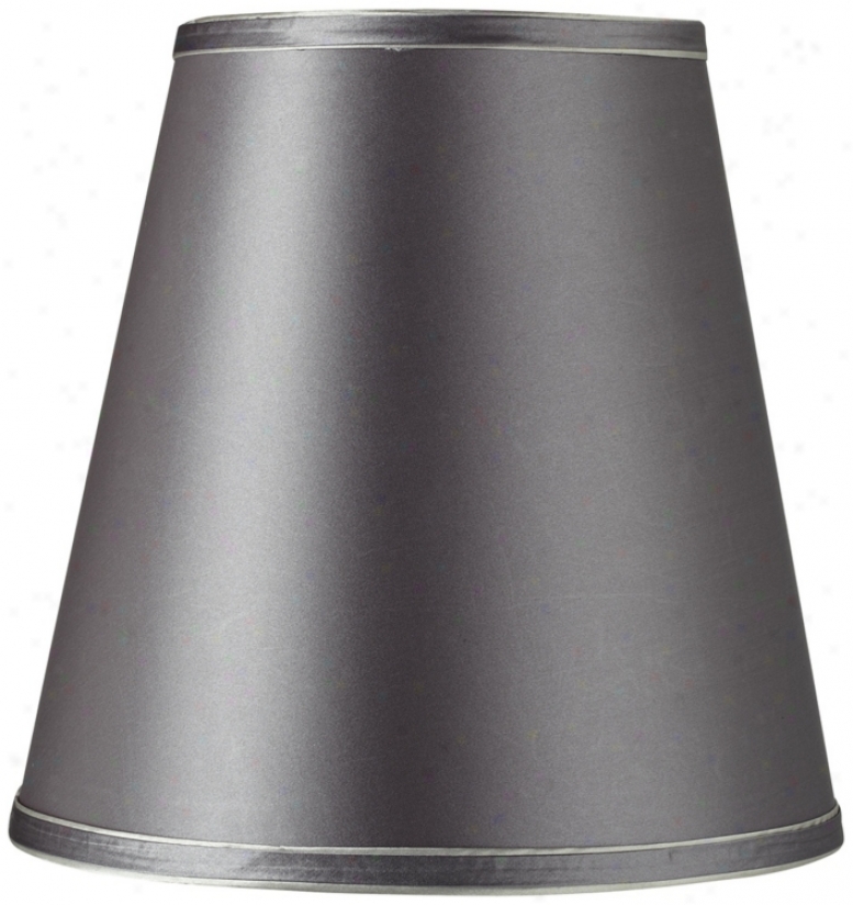 Grey Fabric And Double Piping Drum Shade 7x11x11 (spider) (t8218)