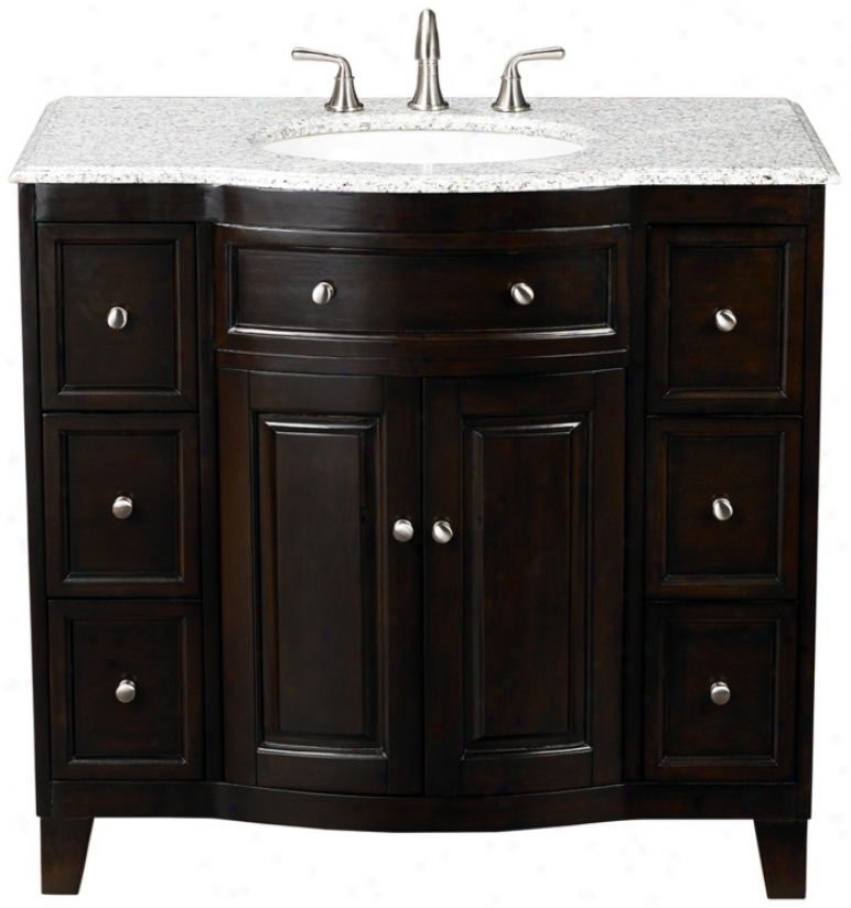 Grey Marble Top Ignorance Espresso 37" Wide Single Sink Vanity (t9146)