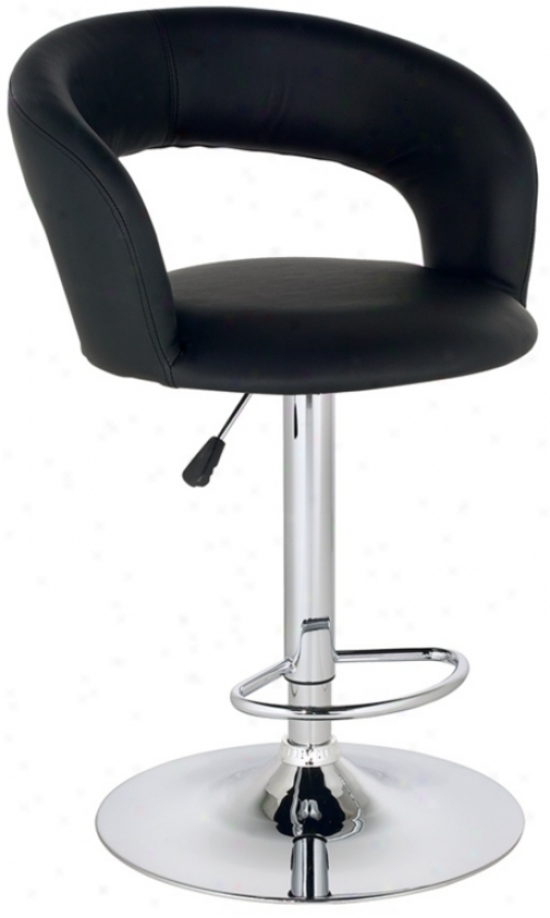 Groove Faux Leather Adjustable Height Black Bar Stool (m2539)