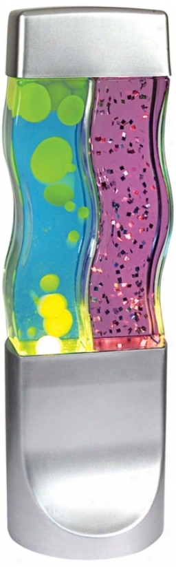 Groovy Purple Glitter And Yellow With Blue Twin Motion Lamp (u7740)