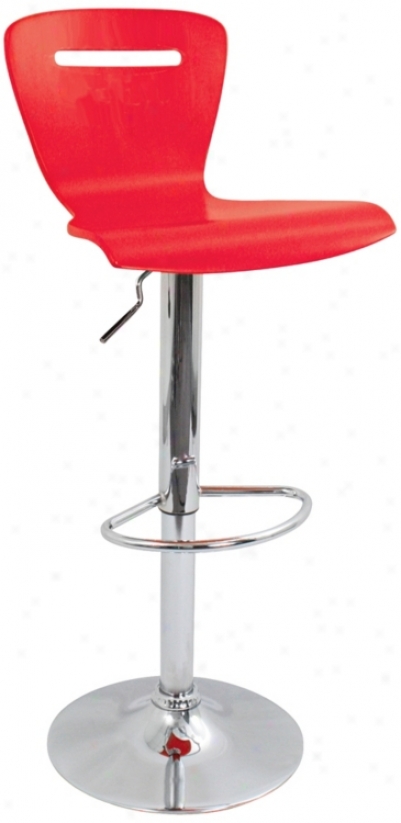 H2 Red Adjustable Bar Or Counter Stool (p5359)