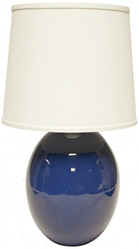 Haeger Potteries Blue Ceramic Egg Table Lamp (u4987)