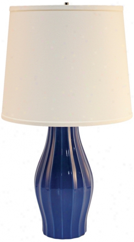 Haeger Potteriex Blue Fluted Ceramictable Lamp (p2035)