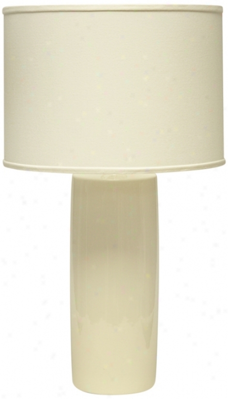 Hqeger Potteries Cylinder Ivory Table Lamp (u4998)