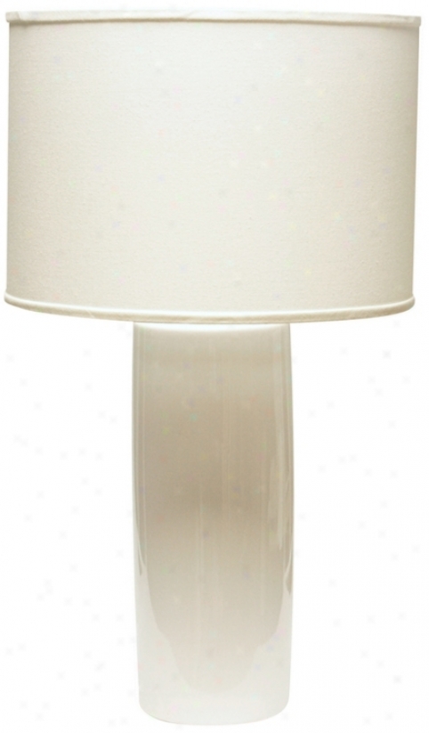 Haeger Potteries Cylinder White Table Lamp (u4996)