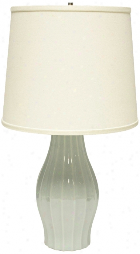 Hzeger Potteries Mist Fluted Ceramic Tanle Lamp (u4966)