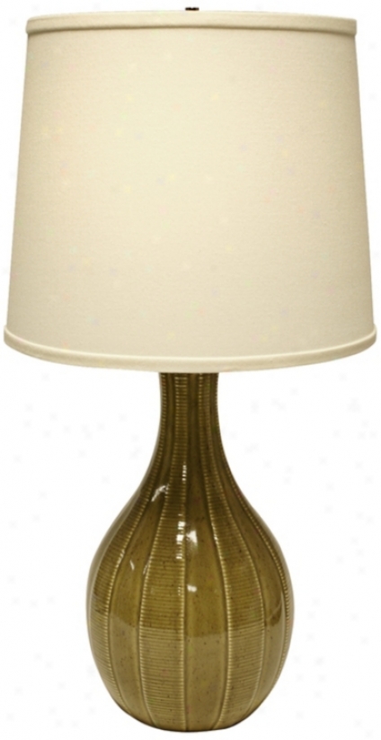 Haeger Potteries Sage Ceramic Tile Table Lamp (u4982)