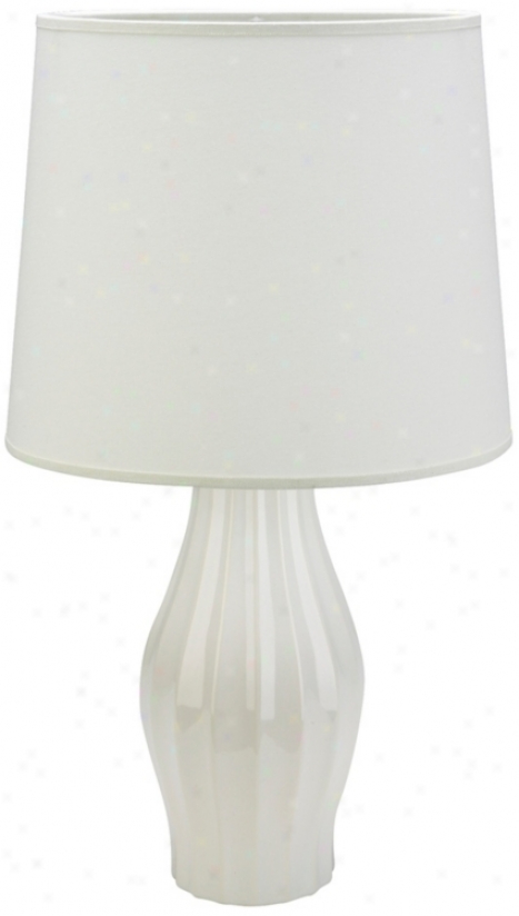 Haeger Potteries White Grooved  Ceramic Table Lamp (36702)