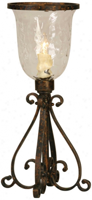Hammered Glass Hurricane Accemt Lamp (m5432)