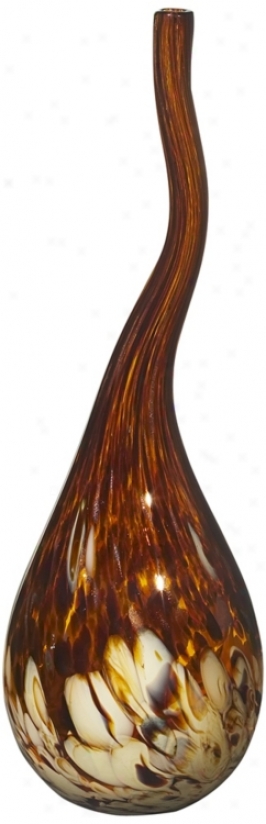 Hand-made 17" High Amber-buttercream Glass Vase (t3912)