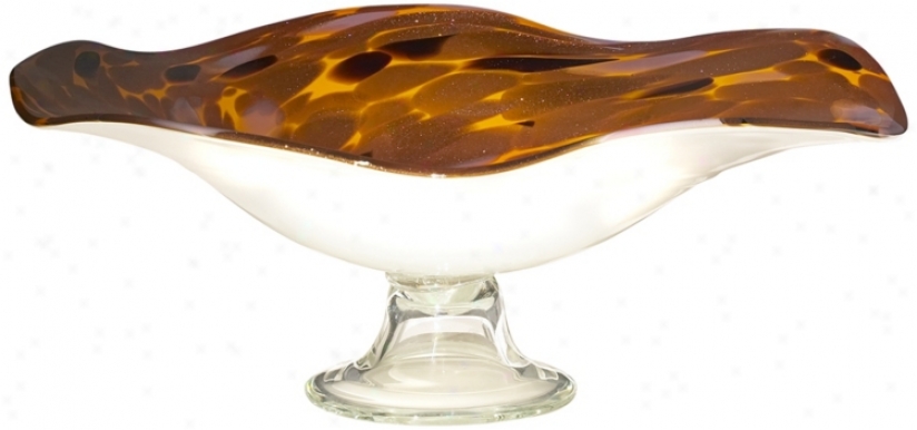 Hand-made Copper-amber-lavender Glass Footed Bowl (t3909)