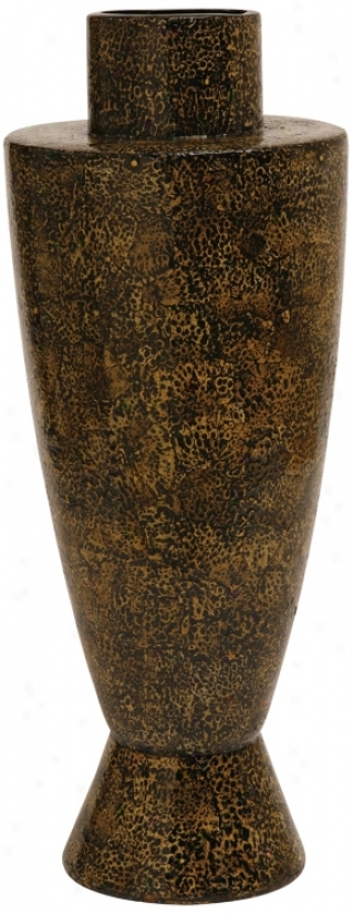 Hand-paihted Ebony And Gold Ceramic Vase (h8683)