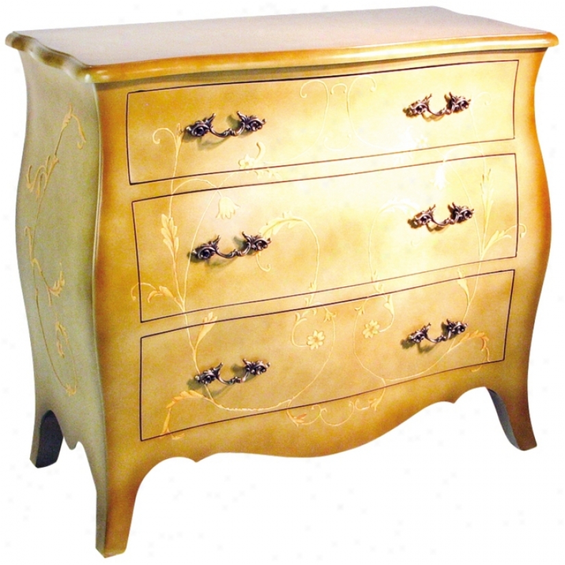 Hand-painted Ivory Bombe Chest (h2256)