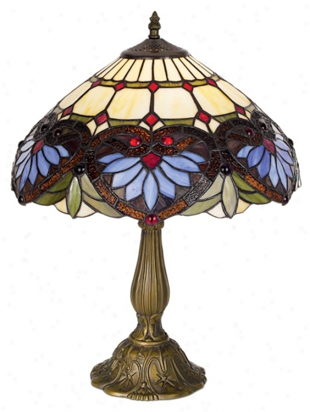 Heart Motif Art Glass 22" High Table Lamp (88458)