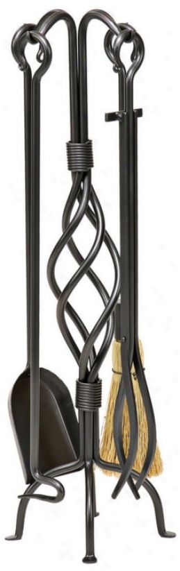 Helix Graphite 4-piece Wrought Iron Fireplace Tool Set (u9603)