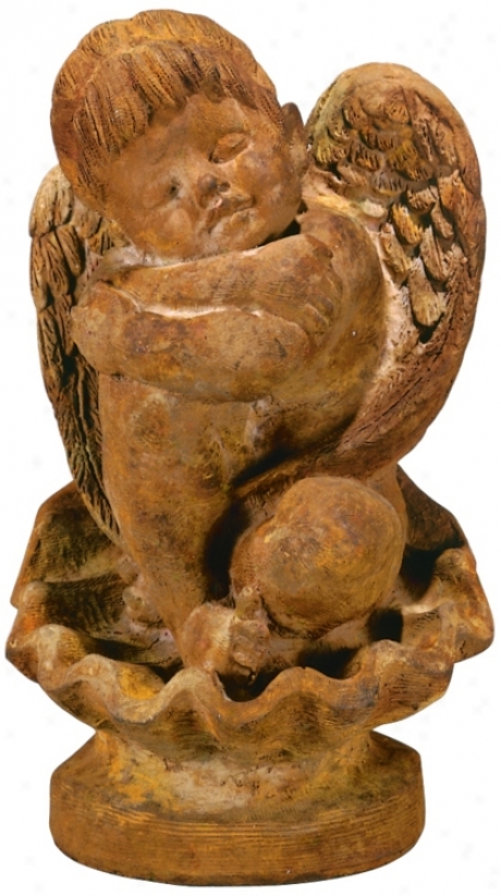 Henru Studios Li&#8217;l Angel On Seashell Garden Sculpture (26886)