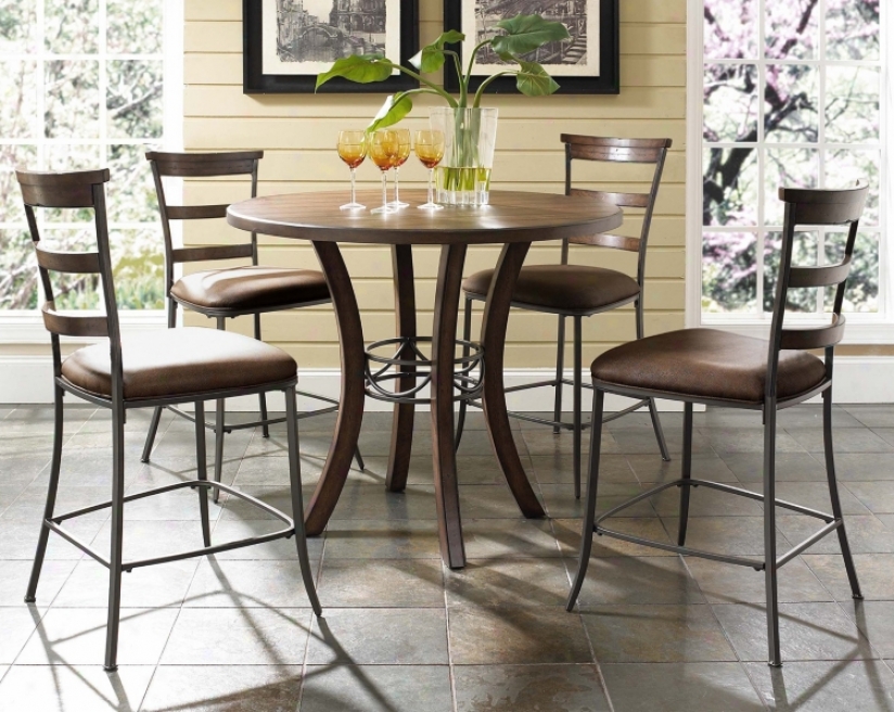 Hillsdale Cameron Ladder Round Reckoner Height Dining Set (v9829)