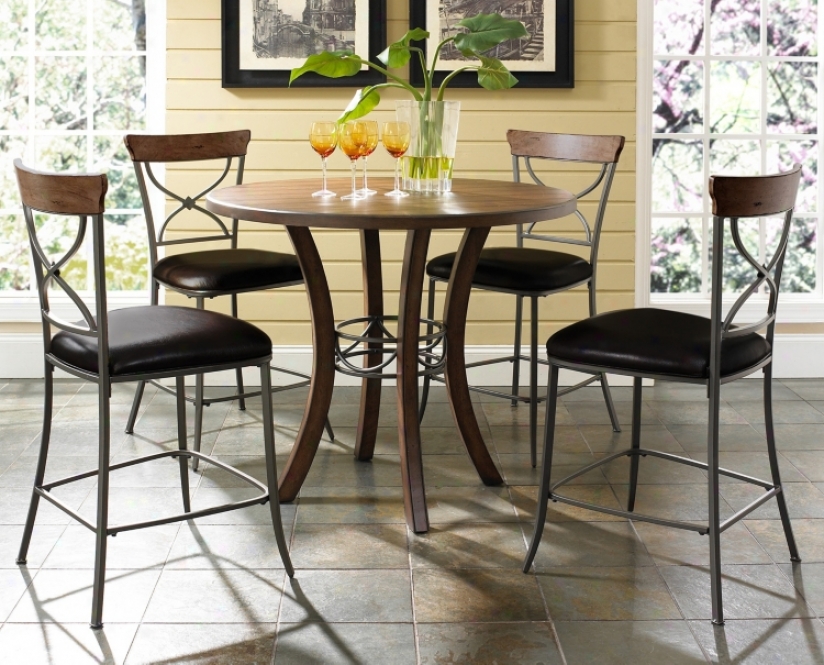 Hillsdale Cameron X-back Round Counter Height Dining Set (v9827)