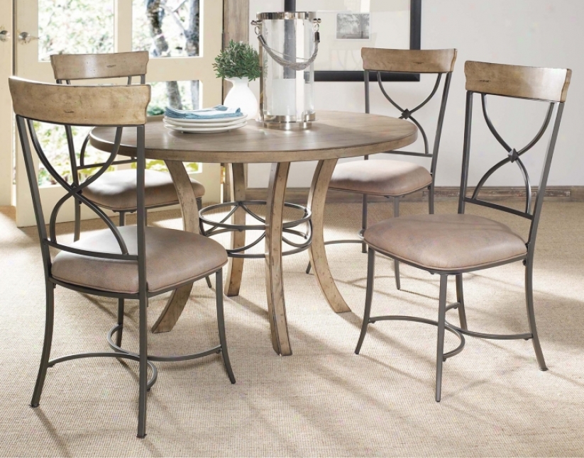 Hillsdale Charleston Round And X-back Wood Dining Set Of 5 (v9852)