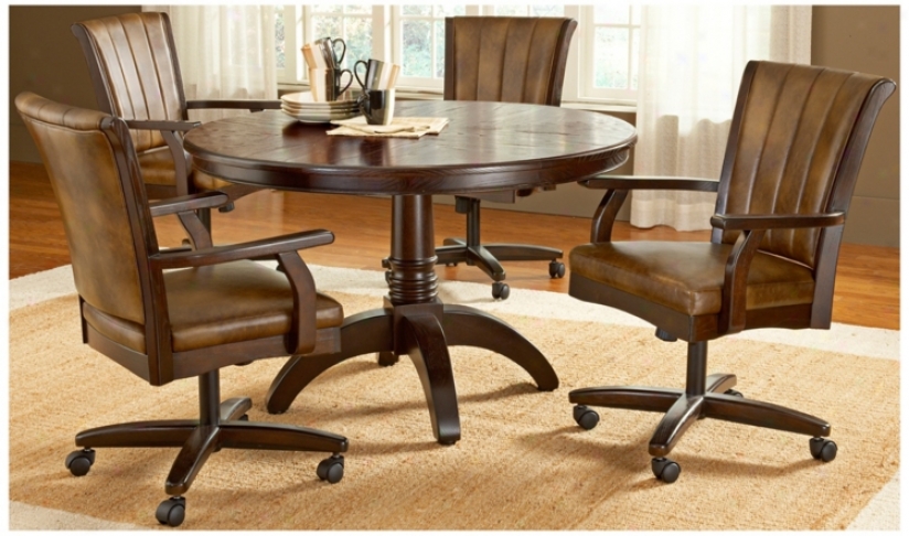 Hillsdale Magnificent Bay Round With Casters 5 Piece Dining Set (t5516)