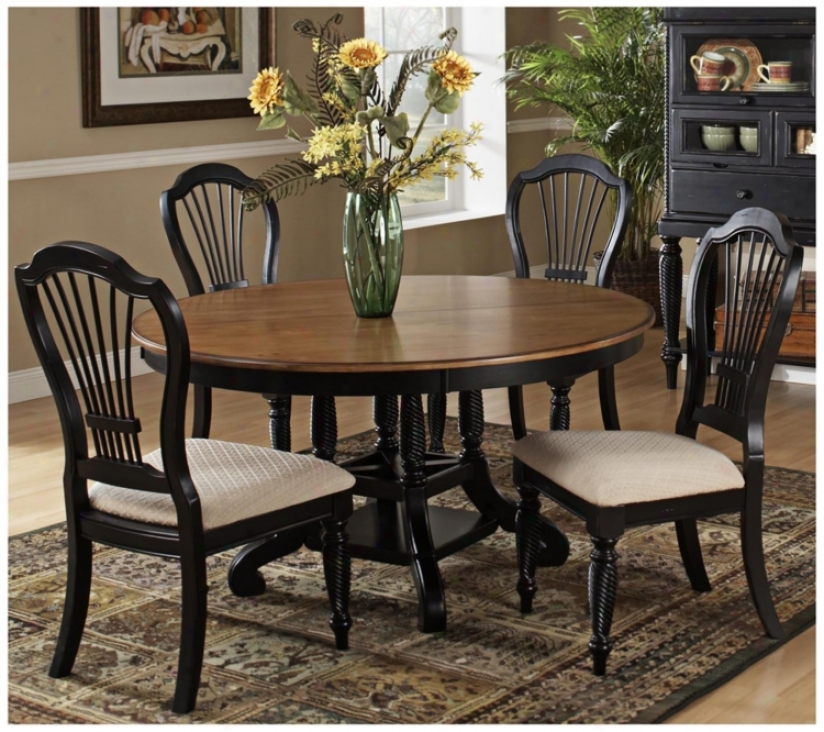 Hillsdale Wilshire Black Finish Round 5 Composition Dining Set (t5543)