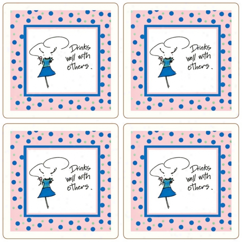 Hindostone Sassy! Set Of 4 Drinks Well Stone Coasters (u7198)