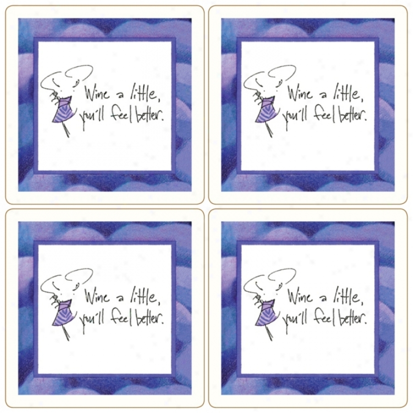 Hindotsone Sassy! Sey Of 4 Wine A Little Stone Coasters (u7220)