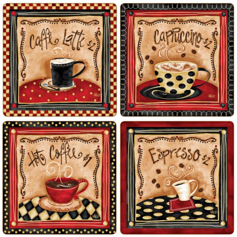 Hindostone Set Of Four Nostalgic Coffee Stone Coasters (u7153)