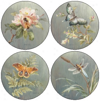 Hindostone Set Of Four Summer Garden Sandstone Coasters (r1469)