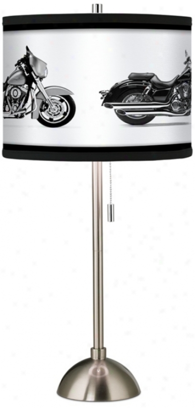 Hit The Road Custom Giclee Brushed Steel Table Lamp (60757-h6255)