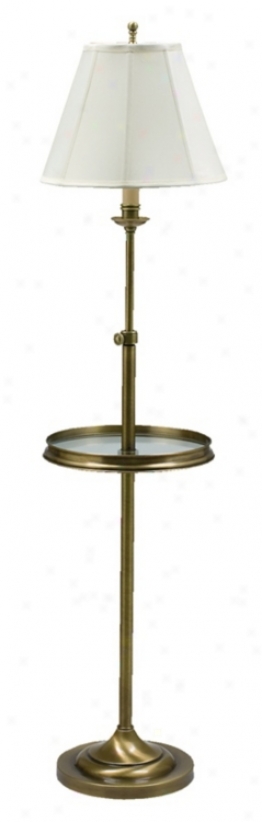 Hous Of Troy Club Glass Tray Table Floor Lamp Antique Brass (g1721)