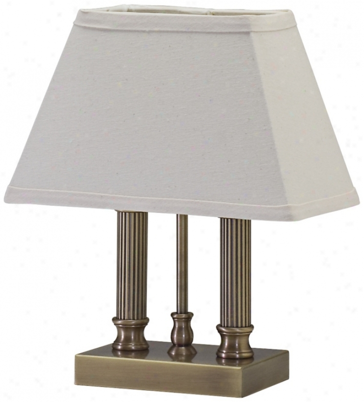 House Of Troy Twin Column Antique Brass Desk Lamp (r3384)