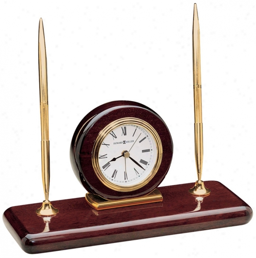 Howard Miller Rosewood 9 1/4" Wide Clock And Desk Set (r3938)
