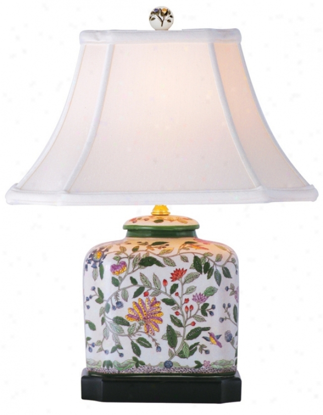 Hummingbird Floral Porcelain Discord 19" High Tabl3 Lamp (m7961)