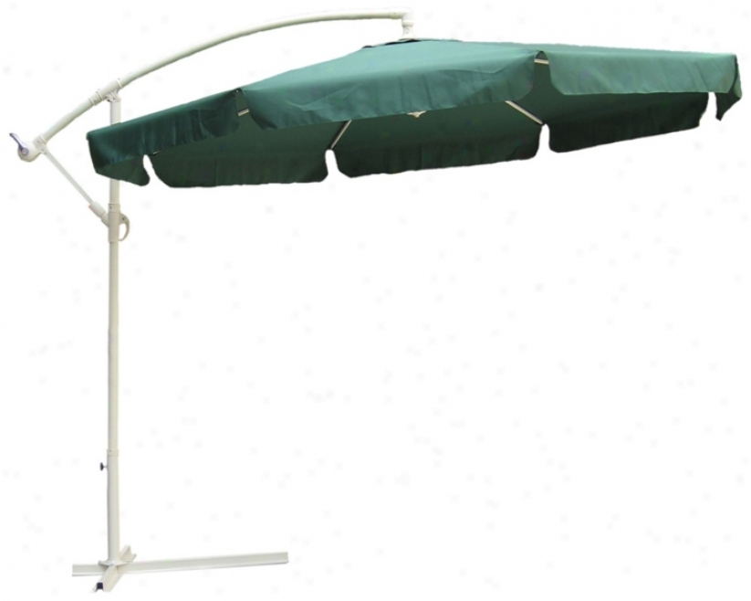 Hunter Green And Almond Steel Offset Market Table Umbrella (t4738)