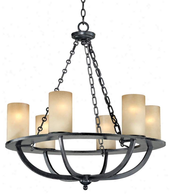 Indian Scavo Glass 26" Wide Bronze Polish Chandelier (67435)