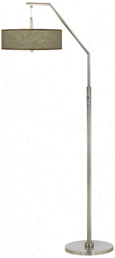 Interweave Patina Giclee Shade Arc Floor Lamp (h5361-v2357)