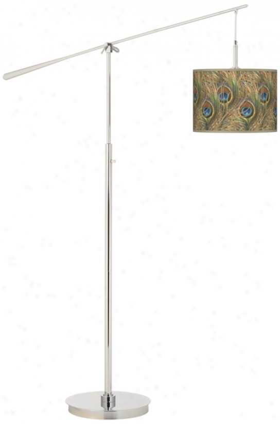 Iridescent Feather Giclee Boom Arm Floor Lamp (n0749-w7446)