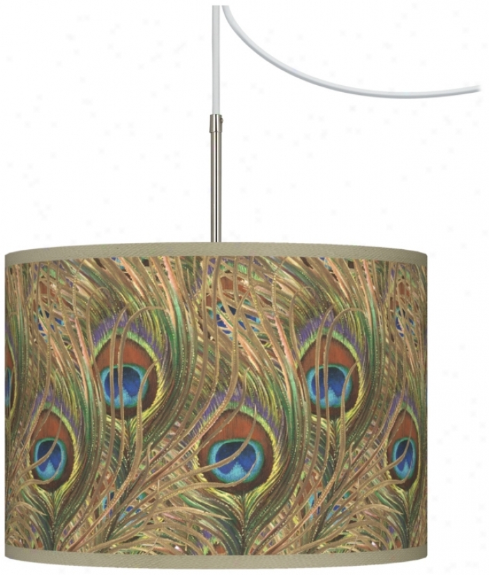 Iridescent Feather Giclee Glow Swag Style Plug-in Chandelier (t6330-w4707)