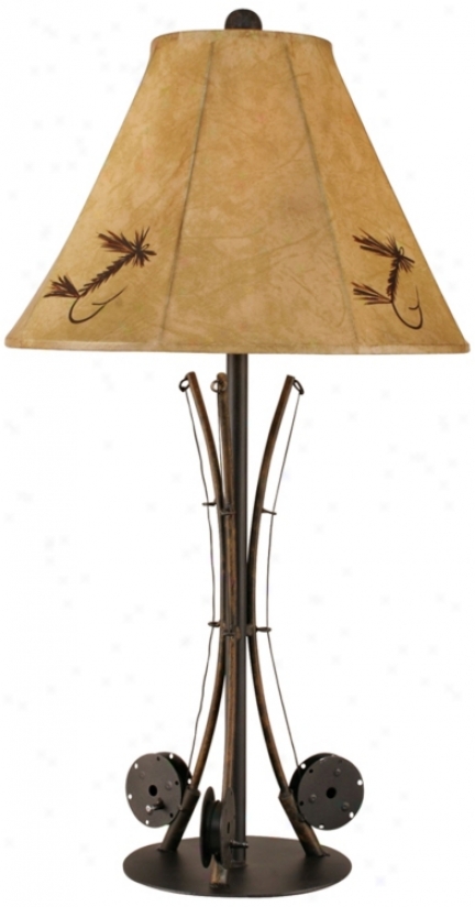 Iron 3 Fishing Poles Table Lamp (p4016)