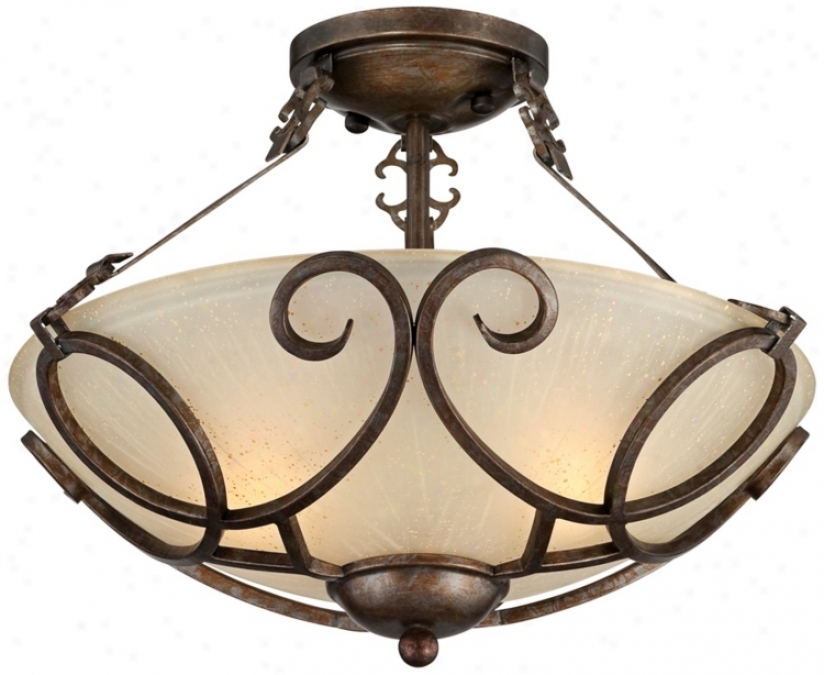 Iron Art Bronze 16" Wide Semi-flush Ceiling Light (t9763)