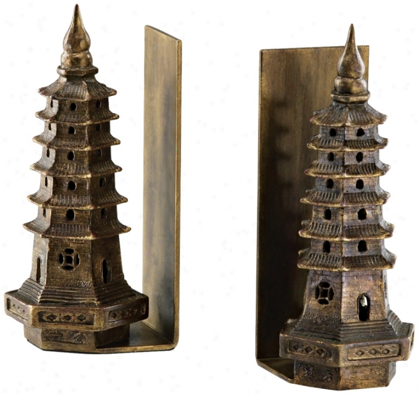 Iron Pagoda Bookends (j7673)