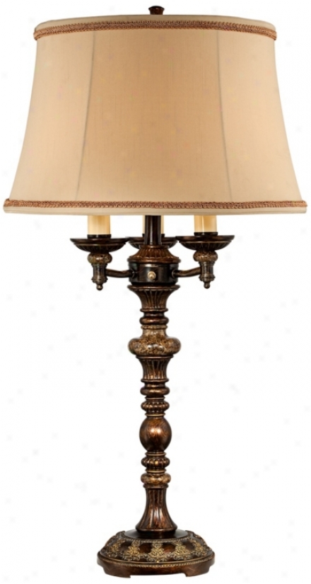 Italian Bronze With Faux Marble Accents 4-light Table Lamp (v1829)