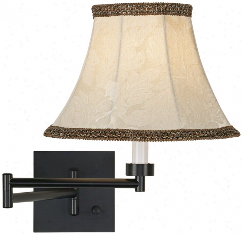 Ivory Jacquard Shadd Espresso Bronze Plug-in Swing Arm Wall Lamp (79412-r1410)