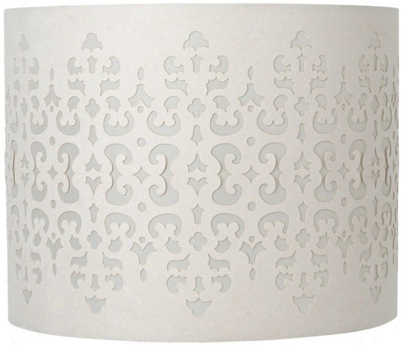 Ivory Laser Cut Faux Suede Drum Lamp Shade 14x14x11 (spider) (u0953)