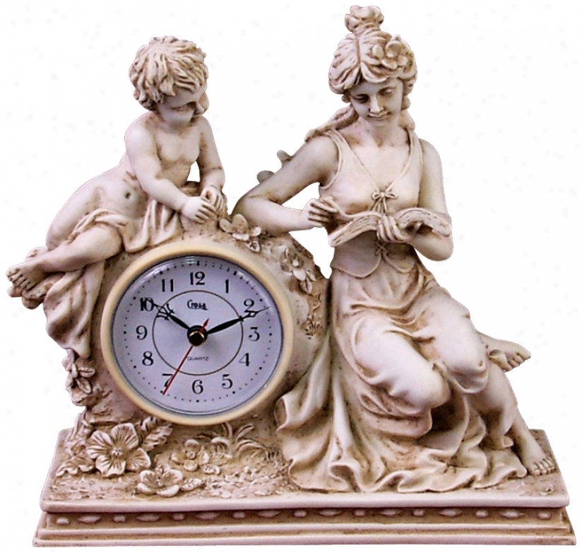 Ivory Maiden 9 1/2" Remote Desk Clock (j3090)