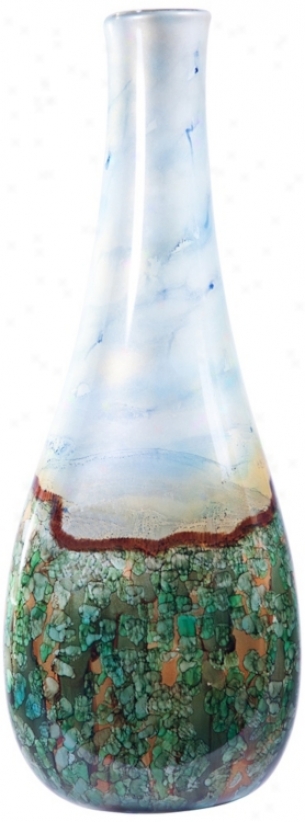 Jardin Large 28" High Triangle Decorative Glass Bottle (v2754)